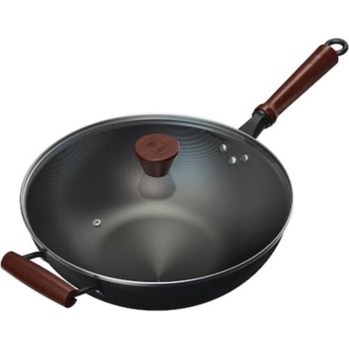 Chinese Cast Iron Wok Pan Kitchen Traditional Gas Cooker Non Stick Pan Cast Iron Cookware Poele Cuisine Cookware Sets BC50CG