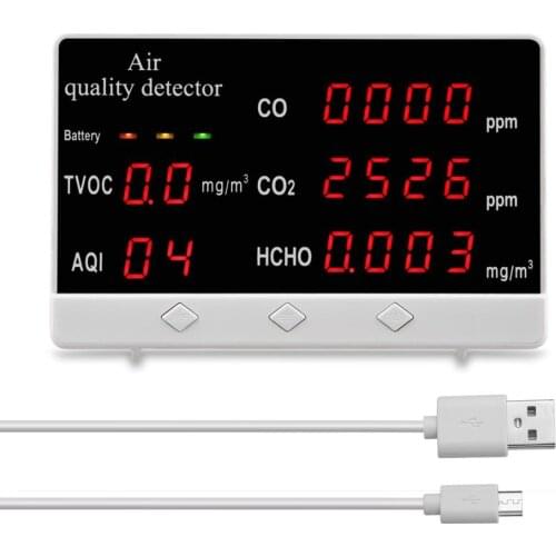 Digital CO CO2 HCHO TVOC Detector Air Quality Analyzer Monitor CO2 Messgerät CO2 Medidor CO2 Sensor Medidor CO2 Aire CO2 Meter