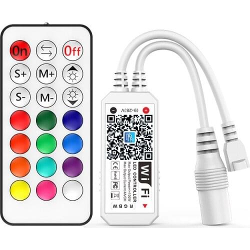 DC9-28V 5CH Android IOS Amazon Alexa MINI WiFi RF 21Keys RGBWW RGB+CCT Controller For RGBWW RGB+CCT Lights