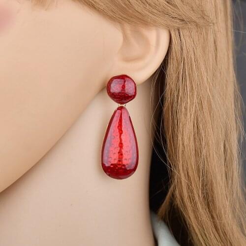 Boho Ethnic Long Drop Earrings ZA Jewelry Women Enamel Heavy Metal Big Water Drop Dangle Earrings Femme Vintage Statement Earing