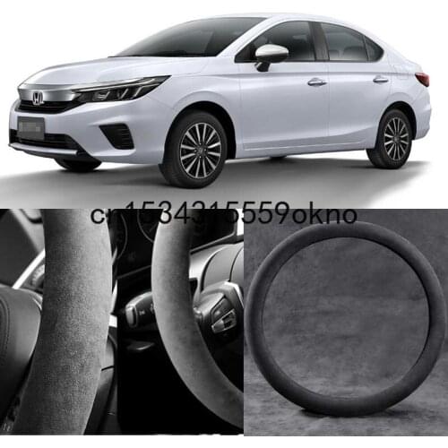 For Honda City Circular Black Alcantara Suede Car Steering Wheel Cover Car Accessories