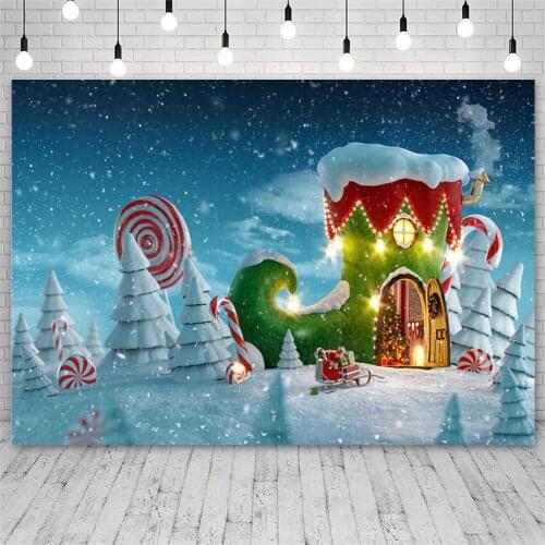 Avezano Backdrop Merry Christmas Tree Winter Boots Magic House Kid Photography Background Photo Studio Photozone Photocall Decor