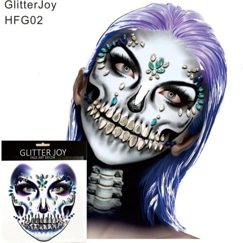 HFG02 1Pc Skull Makeup Inspired Party Face Gem Sticker Body Paint Decor for Christmas Present Holiday Gift