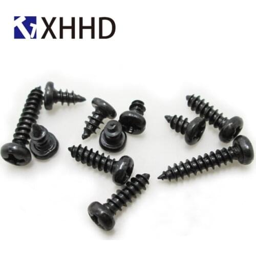 M2 M2.3 M2.6 M3 M4 Steel Iron Pan Head Phillips Cross Recessed Self Tapping Screw Metric Thread Round Head Bolt Black