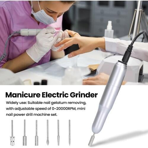USB Mini Handheld Electric Grinder Drill Nail Gelatum Removing Drill Manicure Machine Speed Adjustable Grinding Rotary Tool Kit