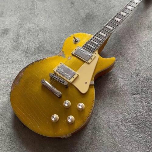 New arrival relics electric guitar by hand with gold color top and rosewood fingerboard , high quality , fast shipping