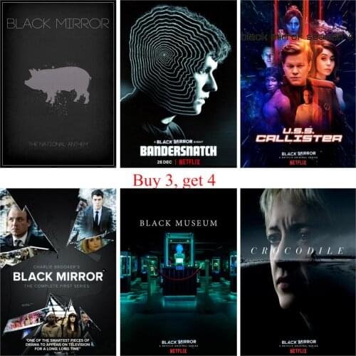 Black Mirror Posters Movie Wall Stickers Glossy Paper Prints Livingroom Bedroom Bar Decoration Home Art Brand