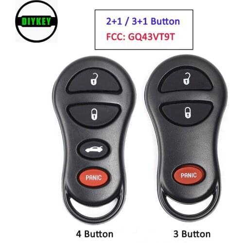 DIYKEY FCC:GQ43VT9T 2+1/ 3+1 3 4 Button Remote Key Fob for Chrysler Concorde Neon, for Dodge Interpid Neon Plymouth Neon