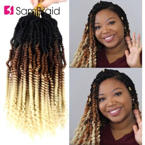 SAMBRAID Bomb Spring Twist High Temperature Fiber Synthetic Crochet Hair Extensions Crochet Braiding Hair Color For Women