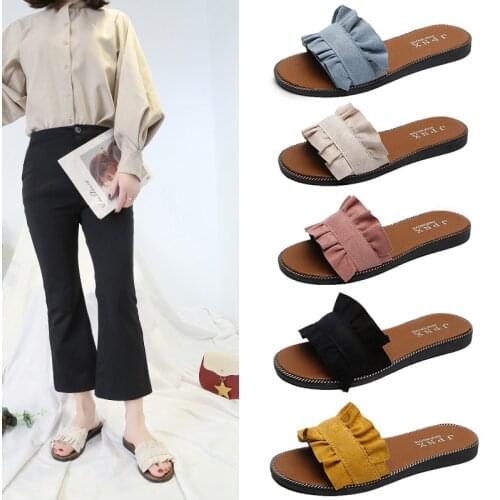 Flat Women Slippers Summer New Fashion Suede Leather Sandals Shoes Boho Beach Slip on Slides Flip Flops Casual Slides Shoes