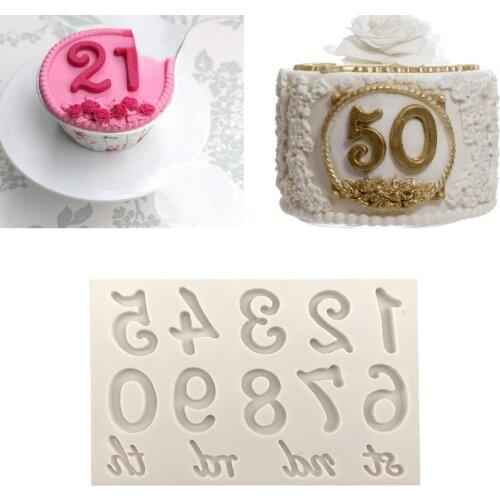 Aouke Molds Large Numbers Silicone Mold 3D Fondant Mold Cakes Decorating Tools DIY Gumpaste Kitchen Bakeware K134