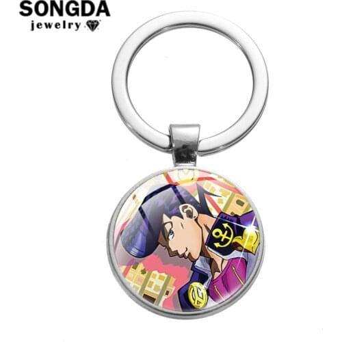SONGDA Anime JOJOS BIZARRE ADVENTURE Keychain Higashikata Josuke Kujo Jotaro Key Chain Accessories Fans Souvenir Key Holder Gift