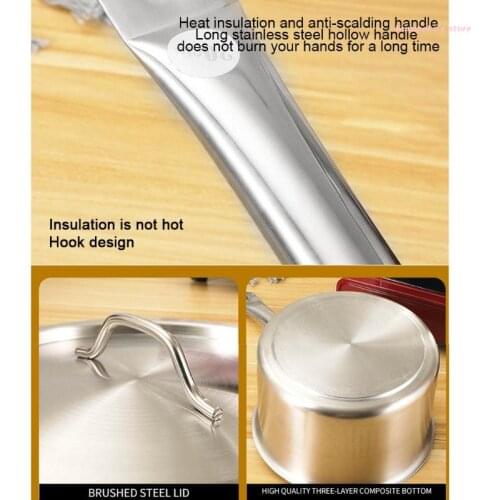 HX6D 1.5/1.8L Stainless Steel Saute Pan with Cover Helper Handle Kitchen Saucepan Pot