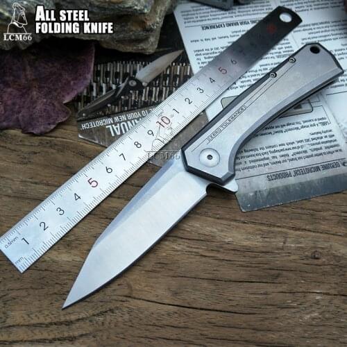 LCM66 tactical Folding knife D2 steel All steel handle Camping Outdoor Survival Knives Hunting Tools Very Sharp Cold tool steel