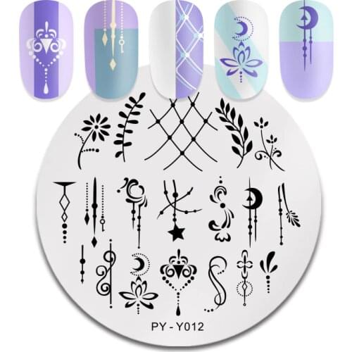 PICT YOU Flower Leaves Striped Line Nail Stamping Plates Natural Geometric Lavender Plate Templates Stainless Steel Stencil Tool