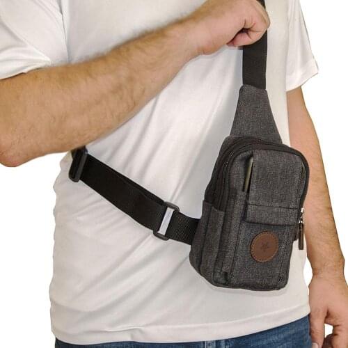 Lederax MN09 Waterproof 3 Layers Cell Phone Pouch Crossbody Purse Canvas Fabric Unisex