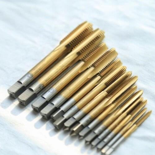 High quality HSS 6542 Full CNC grinded 15pcs Machine straight Tap Screw Taps HSS TIN coating M3-M30 full sizes for professionals