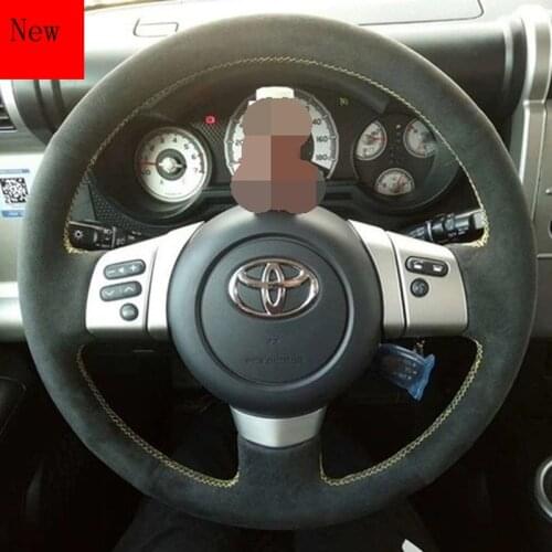 High-quality DIY Hand-stitched Leather Suede Car Steering Wheel Cover for Toyota FJ Cruiser Car Accessories