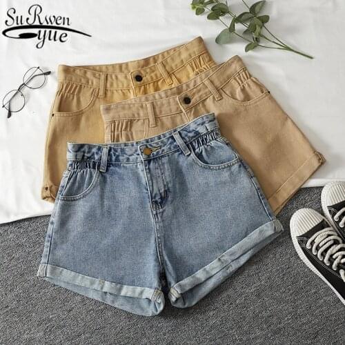 Women Summer Korean Style Women Loose Shorts Streetwear High Waist Wide Leg Denim Shorts for Women Vintage Jean Shorts 9513