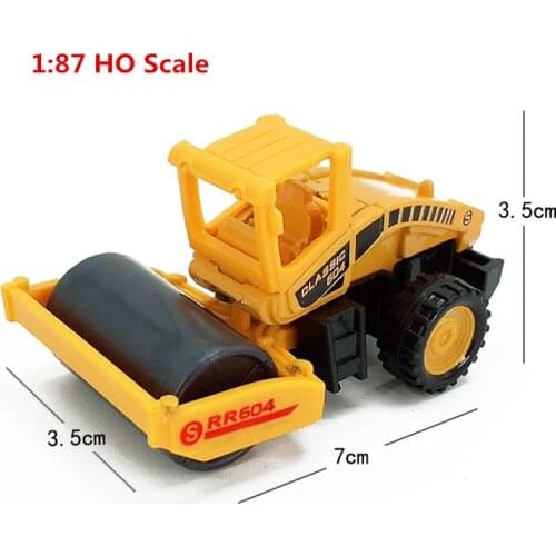1:87 HO Scale Alloy Simulation Engineering Road Roller Vehicle Model for Sand Table Scene Decoration