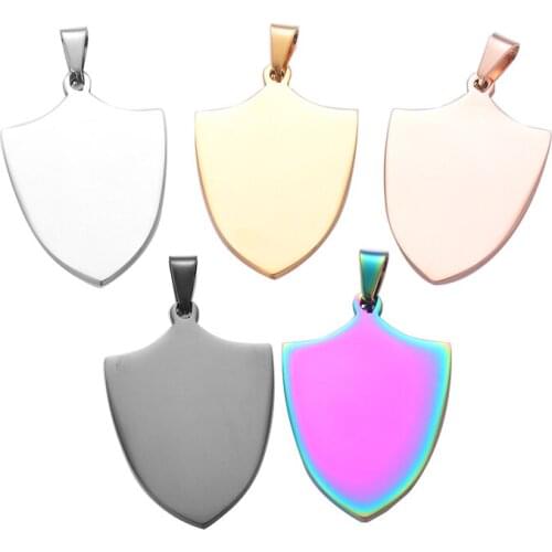 10 pcs Wholesale 29X45 Shield Shape 5 Colors Men Stainless Steel Stamping Blank Dog Tags Pendant Necklace Jewelry Findings