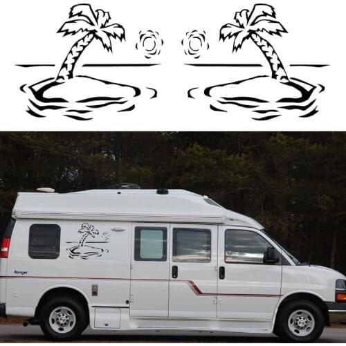 2x Palm Tree Graphics (one for each side) Camper Van Graphics Motor Home Vinyl Graphics Kit Decals Boat Van Window Car Stickers