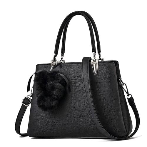 2020 new fashion cute fur ball pendant bag shoulder bag handbag messenger bag female bag