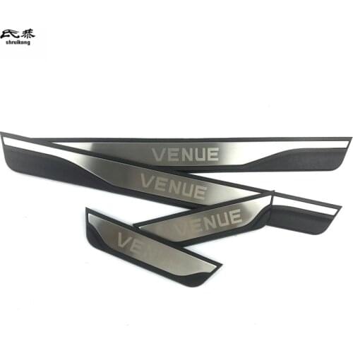 4pcs/lot ABS plastic and stainless steel car door sill pedals Scuff Plate cover for 2019 2020 Hyundai Venue