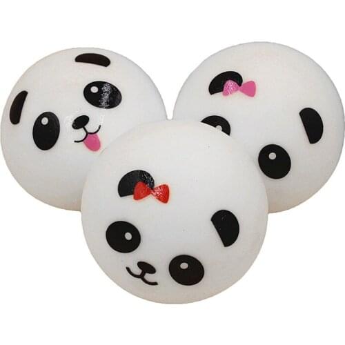 4CM Kawaii Antistress Jumbo Chubby Black White Panda Bread Phone Pendant Soft Panda Squishy Head Charms Cell Phone Strap Bag