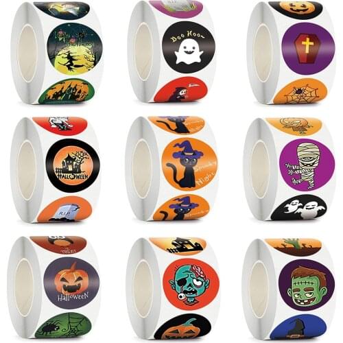 500PCS Halloween Christmas Stickers Holiday party gift decor Handmade Envelope Sealing Label Stickers Stationery Sticker Spooky