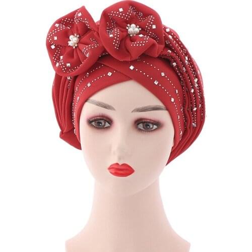 African Headtie African Auto Caps Already Made Headties Shinning Sequins Turban Cap for Women Female Head Wraps