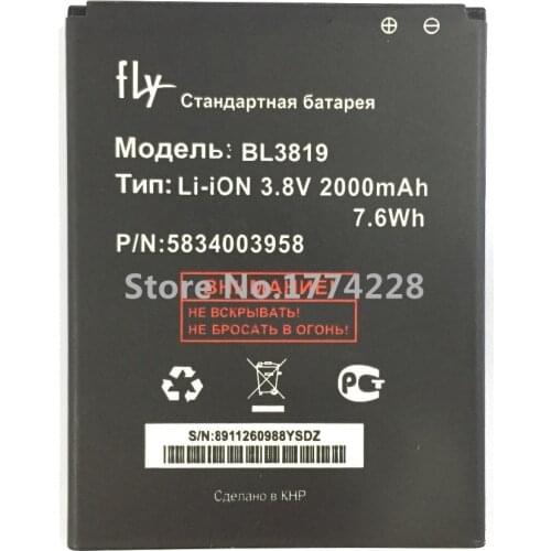 10pcs mllse FOR FLY IQ4514 Battery BL3819 2000mAh High Quality Mobile Phone Bateria Accumulator