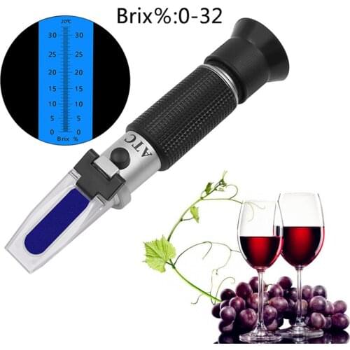 Handheld Brix Refractometer 0-32% Sugar Concentration ATC Sweetness Tester Fruit Meter for Honey Vegetables Without Box 43%off