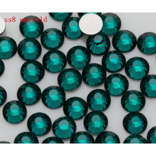 Free Shipping 1440pcs/Lot ss8(2.3-2.5mm) Emerald Flat Back Nail Art Non Hot Fix Glue on Rhinestones