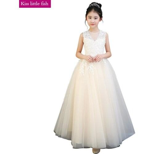 Free Shipping Long Girls Pageant Dresses Flower Girl Dresses for Weddings Flower Girls Gown Lace Flower Girl Dress