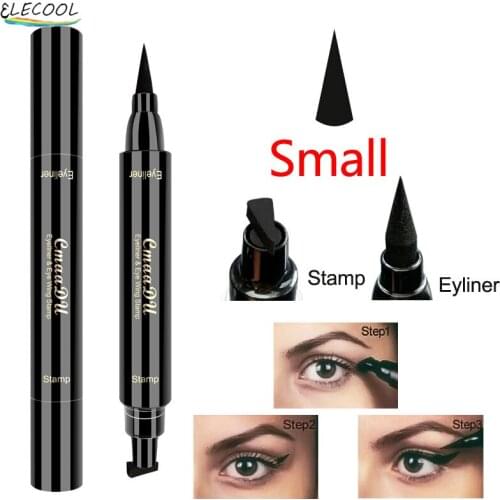 ELECOOL Big Seal Stamp Liquid Eyeliner Pen Cosmetic Waterproof Fast Dry Black Eye Liner Pencil With Eyeliner Double-ended Makeup