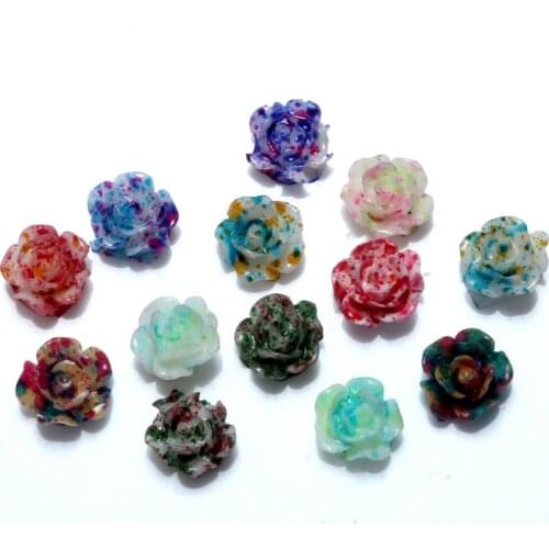 100Pcs Mixed Resin Flower Decoration Crafts Beads Flatback Cabochon Scrapbooking For Embellishments Kawaii Diy Accessories