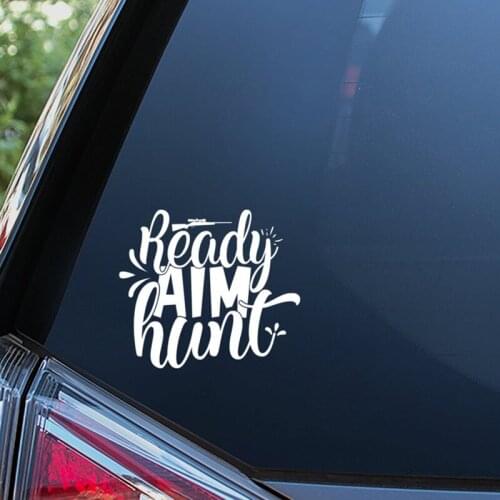 Black/Sliver Ready Aim Hunt Text Vinyl Window Sticker High Quality Waterproof Removable Modern Car Decor S265