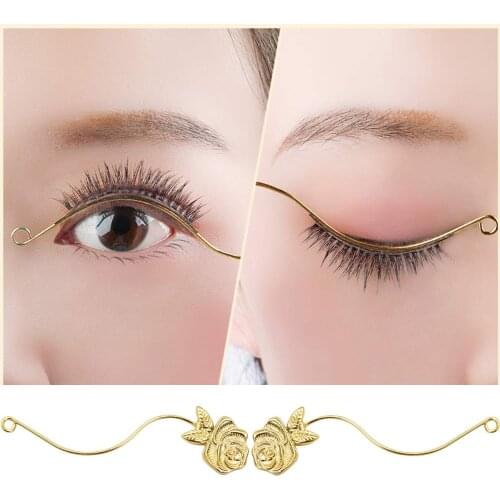 1Pairs Eyelashes Display Holder Try-on Device Gold Eyelash Display False Eye Lashes Stand Metal Grafting Makeup Tools For Women