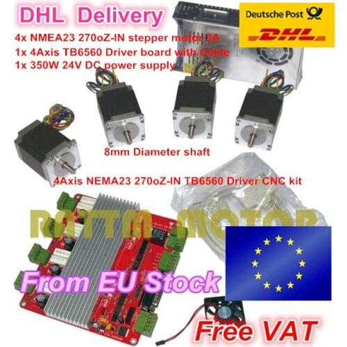 From EU/free VAT 4 NEMA23 270oz-in 1.8N stepper motor 3A & 4 axis TB6560 controller driver board for CNC Router Engraving