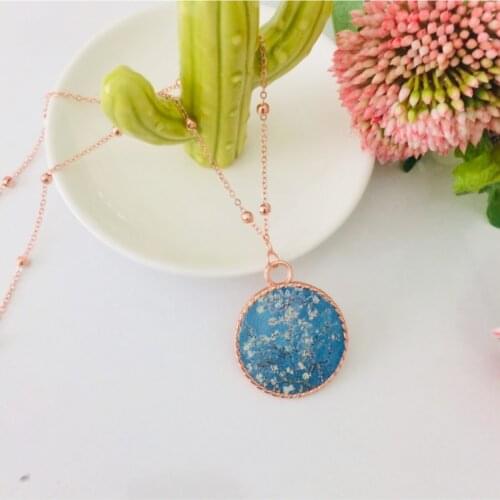 Van Gogh Almond Flowers Table Rose Round Necklace