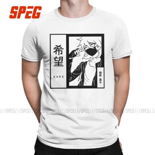 Men Hopaeda Nagito Komaeda T Shirts Danganronpa Pure Cotton Tops Leisure Short Sleeve Round Neck Tees Plus Size T-Shirts