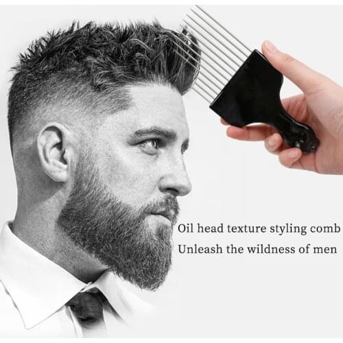 Hot Sale Professional Salon Use Black Metal African Insert Afro Pick Hair Comb