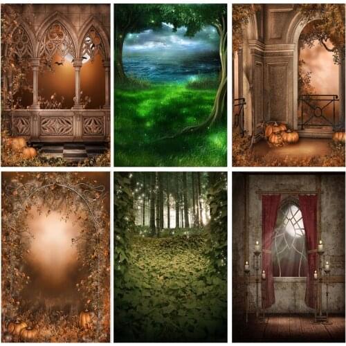 Halloween Backdrop Pumpkin Lantern Castle Forest Moon Tombstone Baby Photography Background For Photo Studio Props 21819 NG-02