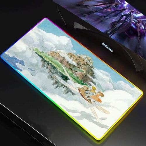 Castle in the Sky RGB Gaming Mouse Pad Mousepad XXL Cool Mause Pad Keyboard Desk Carpet Game Rubber No-slip LED Mouse Mat Gamer