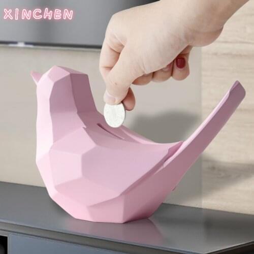 Geometric Bird Money Box Resin Piggy Bank Figurine Craft for Home Decoration Cute Gift Toy for Child Kid Piggy Banks Bird