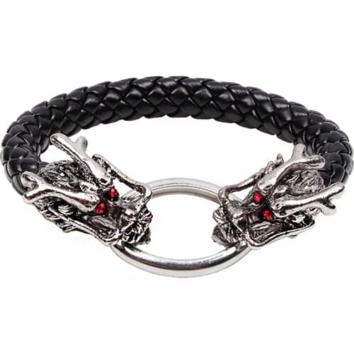 Leather Tibetan Silver Men Bracelet Titanium Fashion Men Retro Accessories Variety Dragon Bracelet Men Jewelry