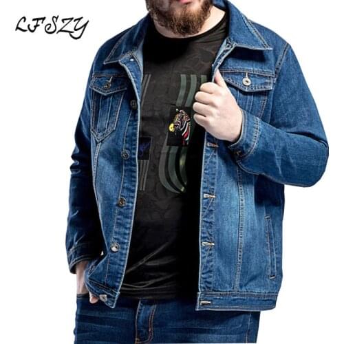 2020 New Large Size L-5XL 6XL 7XL Mens Blue Denim Jacket Spring Loose Large Lapel Casual Jacket Fits 130kg Mens Wear