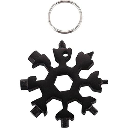 Multi-functional Snowflake Wrench Tool 18 in 1 Portable Aluminum Alloy Mini Screwdriver Keychain Corkscrew Hand Tools