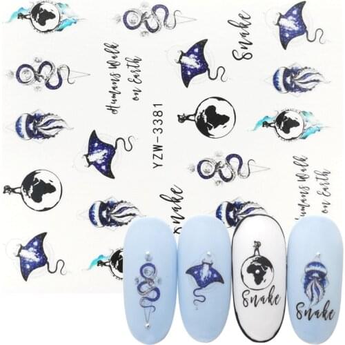1 Sheet Nail Stickers Water Transfer Decal Devil Fish Sea Animal Designs Nail Art Tattoo Slider Manicure Decoration